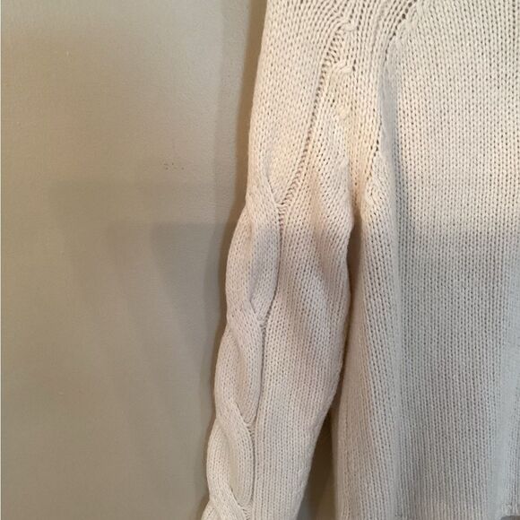 VELVET BY GRAHAM & SPENCER SIZE LARGE IVORY PEARLA V NECK SWEATER WOOL ALPACA - Picture 6 of 8